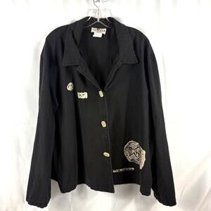 On The Rocks Womens 3XL Button Shirt Jacket Painted